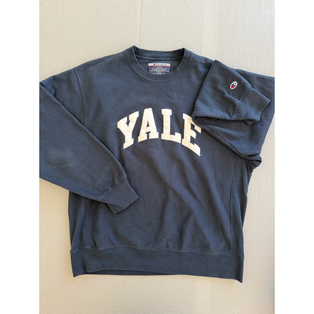 Champion Reverse Weave Yale University Sweatshirt Navy Blue Large Collegiate